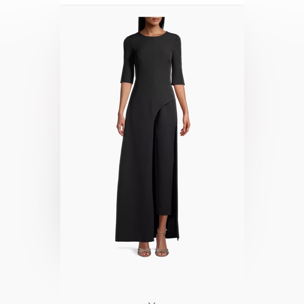 Kay Unger Black Davina Maxi Walk-Through Jumpsuit Size 8 $308 worn once
